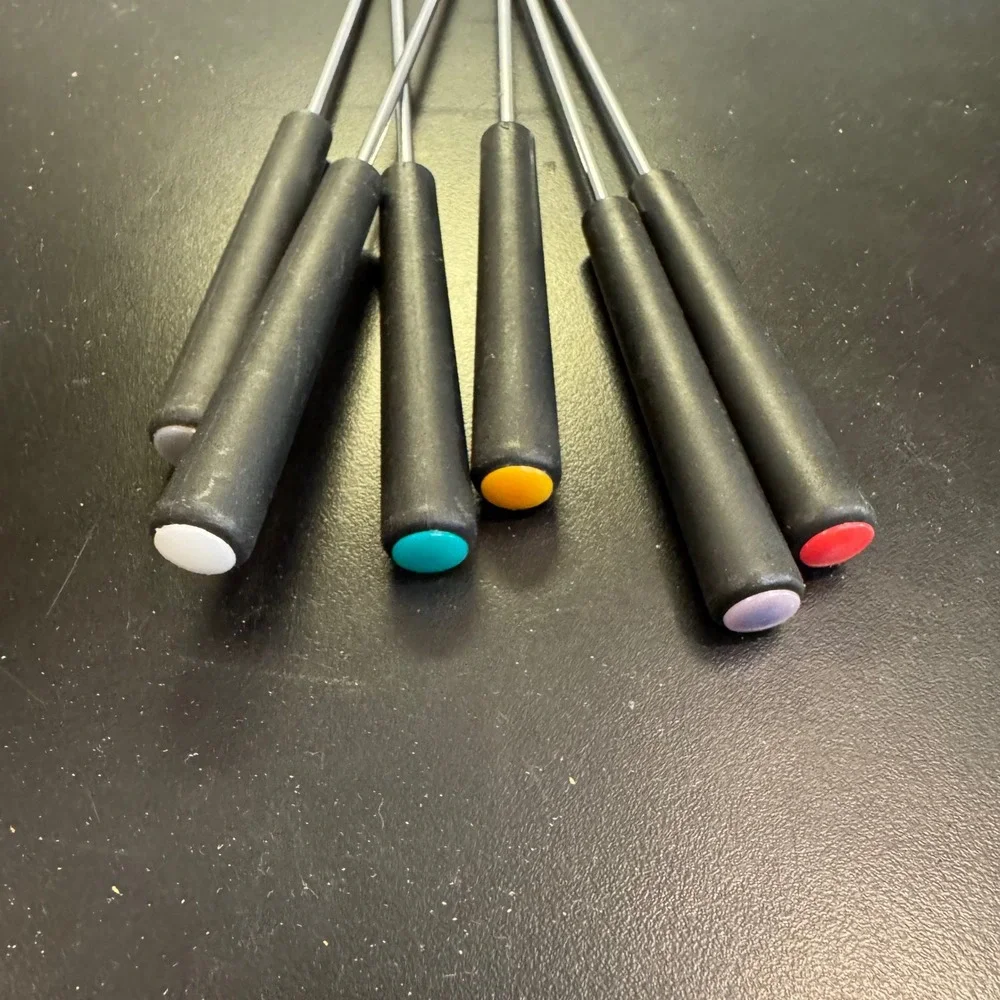 Fondue Forks Set of 6 Black Color Coded Stainless Steel Dipping Tools